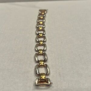 Two-tone 925 sterling silver HAN puffy link bracelet.